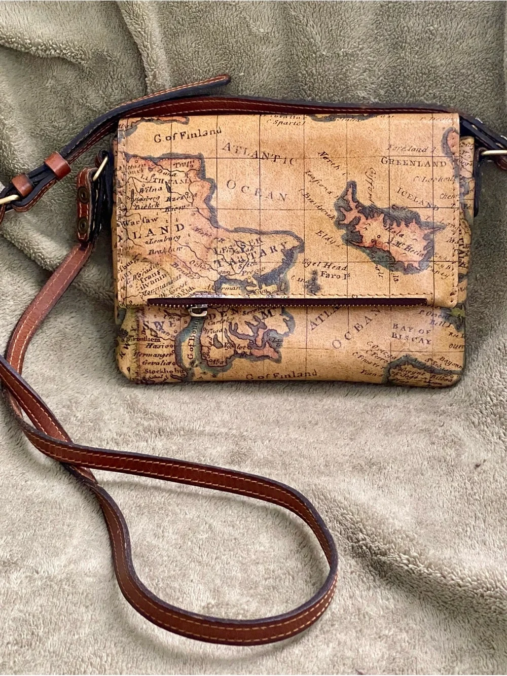 Patricia Mash Euro Map Print Corfu Crossbody Bag & Rosalie Coin Purse